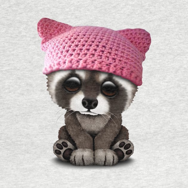 Cute Baby Raccoon Wearing Pussy Hat by jeffbartels